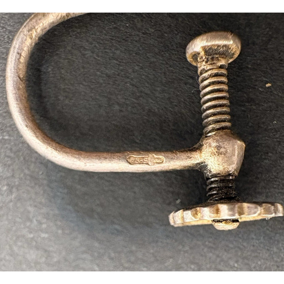 Vintage 835 Silver Delft Windmill Porcelain Dangle Screwback Earrings Signed - Picture 6 of 8